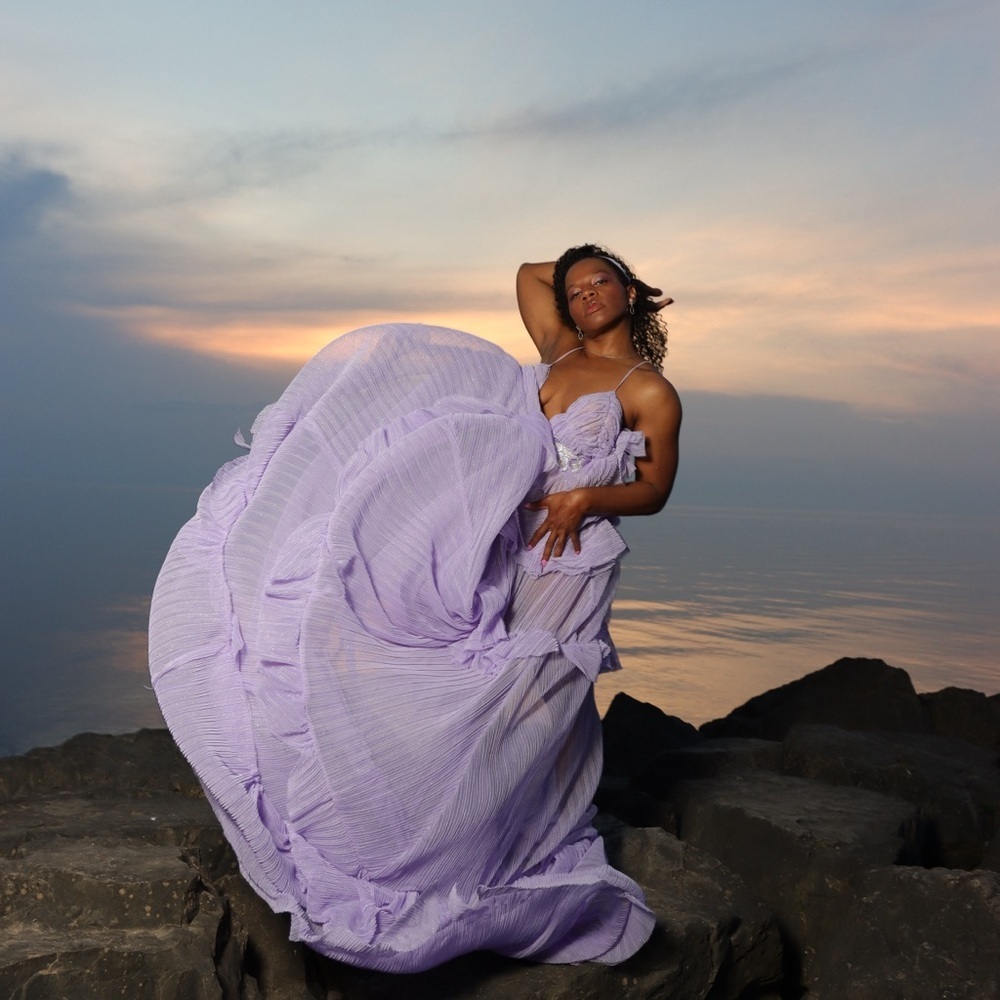 Dramatic Statement Dress Glitter Lilac (Custom Ma… - image 4